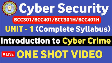 Cyber Security | Unit 1 One shot | Introduction to Cyber Crime | Cyber security BCC301/BCC401 |