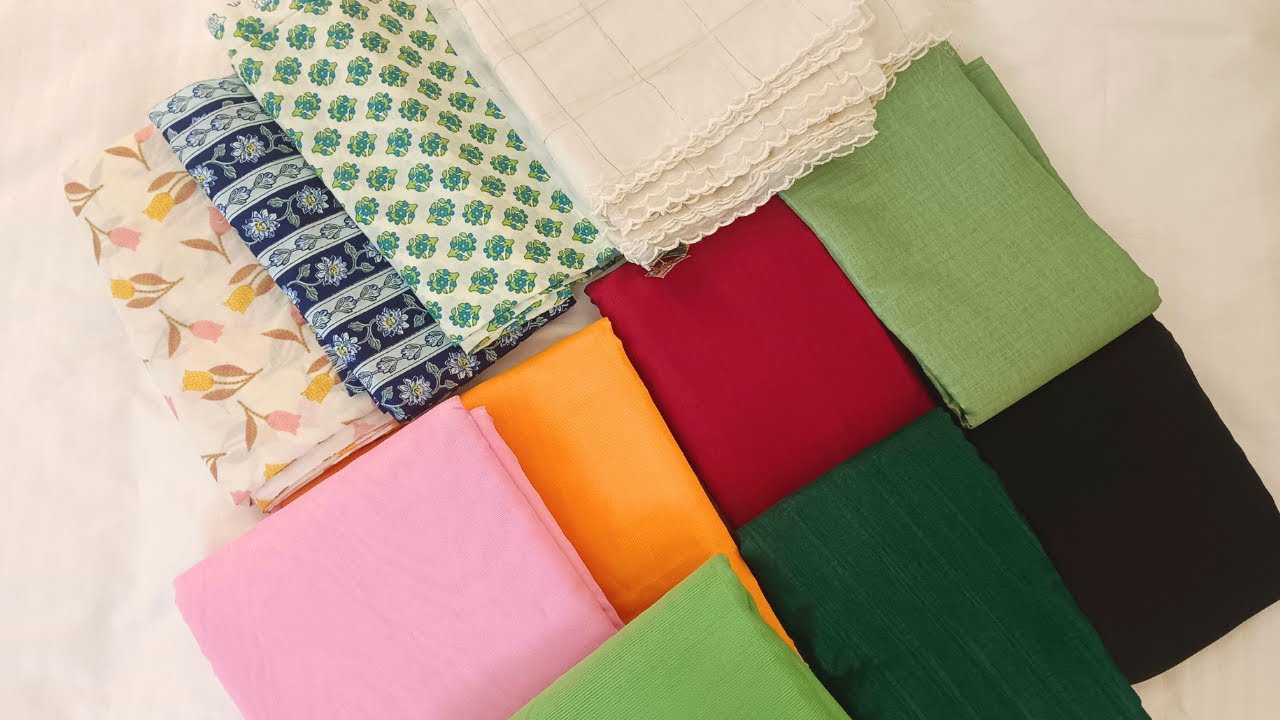 Plain Materials For Hand Embroidery | Vichithra Silk, Silky Kotta, Chanderi Silk, Printed Cotton