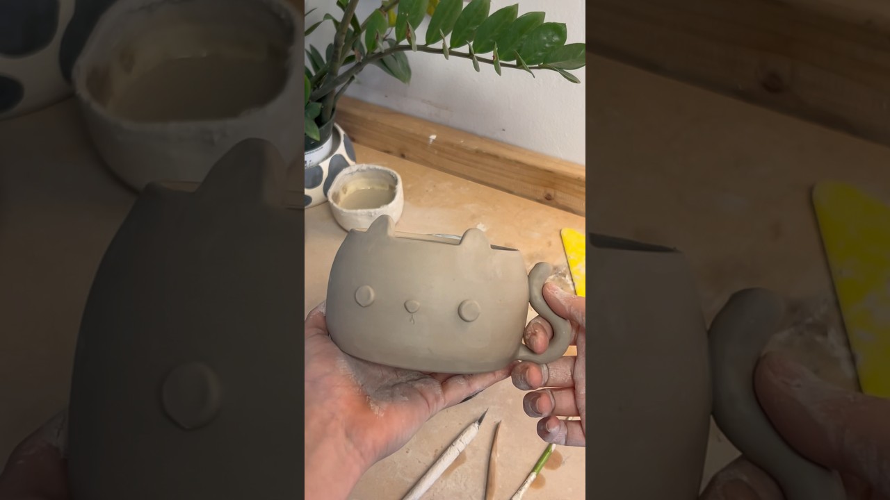 making of a ceramic cat mug