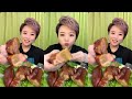 Asmr mukbang  black bean fire noodle  pork park  spicy octopus spam fried dumpling eating