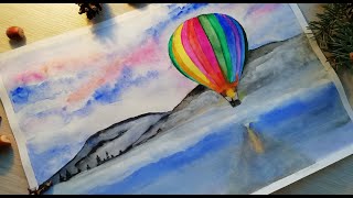 🪂How to draw a balloon🪂 How to draw the sky? Как нарисовать воздушный шар? Как рисовать небо?