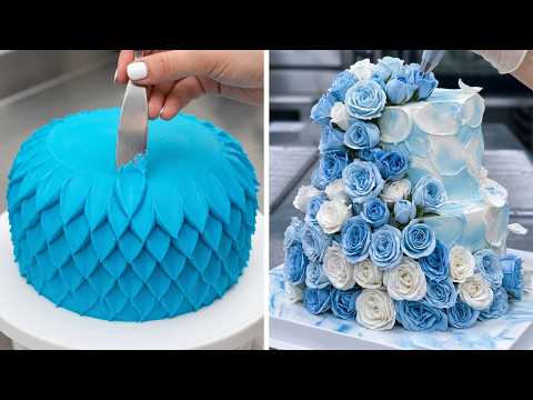Top 55 So Easy Cake Decorating Ideas | Fancy Blue Piping Bag Techniques & Draped Border Ideas