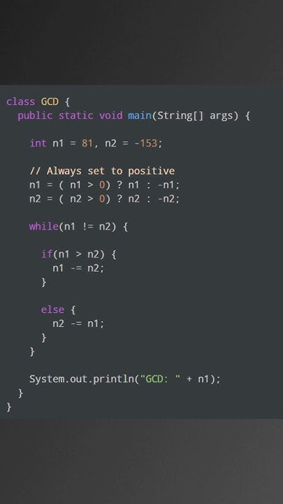 Java Program to Find GCD for both positive and negative numbers - YouTube