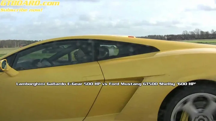 HD: Ford Mustang Shelby GT500 "600 HP" vs Lamborghini Gallardo 500 HP E Gear