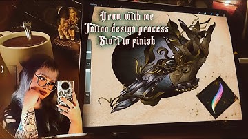 Draw with me |✨crystal dagger✨| neo traditional tattoo design | on procreate [music,no talking]