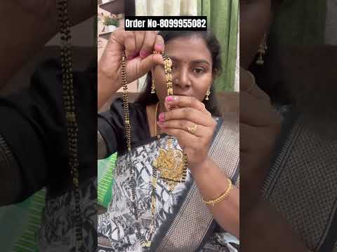 అష్టలక్ష్మి నల్లపూసలు Chain👌Mangalsutham/Black beads long Chain #shorts #youtubeshorts #jewellery