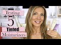 Testing 5 Tinted Moisturizers on Mature Skin! Laura Mercier, Milk, Tarte, Clinique, Honest Beauty!