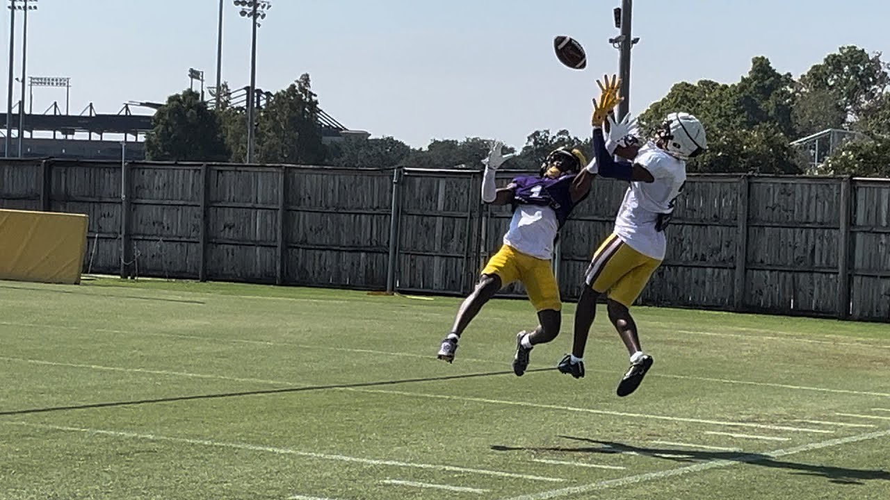 Watch LSU 1-on-1's (WRs, TEs, RBs, DBs) from fall camp (Aug. 7, 2024)