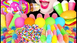 ASMR RAINBOW DESSERTS, UNICORN SODA, JELLY GUMMY 유니콘 소다, 먹는 골프공 먹방 EATING SOUNDS