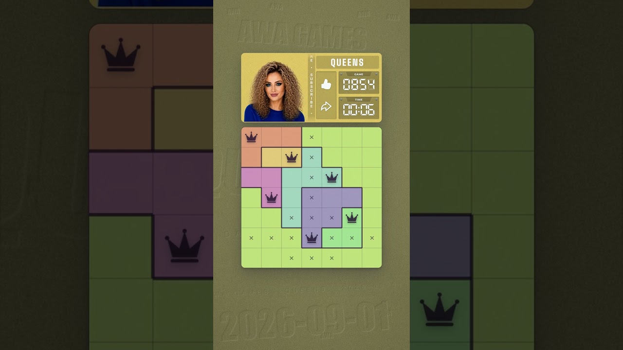 LinkedIn Queens #854 solved board for September 1, 2026, 7x7 grid