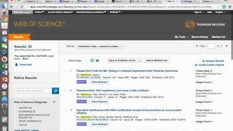 Using Web of Science to Generate a Citation Report