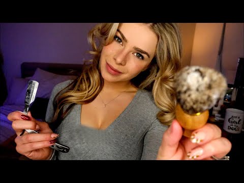 ASMR GIRL NEXT DOOR GENTLY SHAVES & GROOMS YOU ❤︎ Up Close & Ear to Ear Whispers