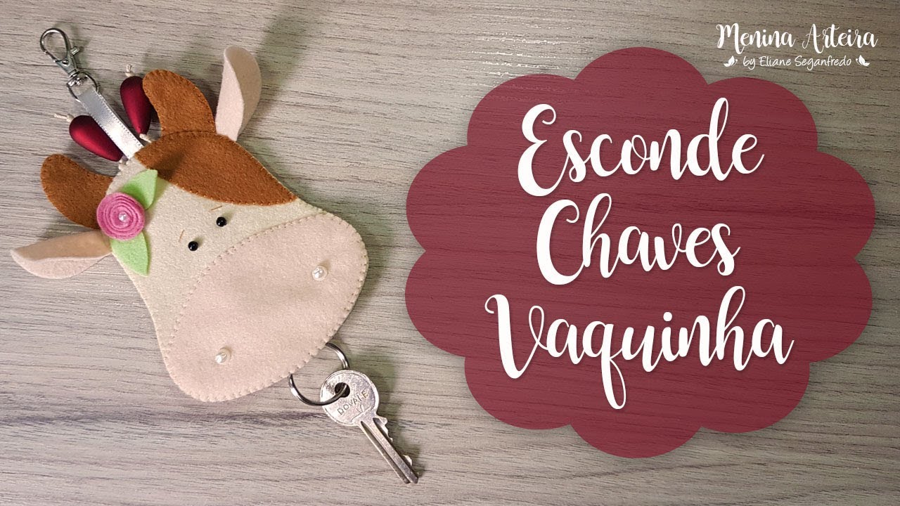 Chaveiro Esconde Chaves Vaquinha de Feltro com Molde Gratuito - Passo a Passo
