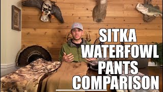 SIITKA Waterfowl Pants Comparison