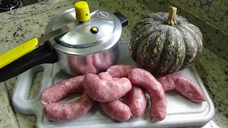 LINGUIÇA COM ABÓBORA DE PANELA DE PRESSÃO SEM ÁGUA COMIDA RÁPIDA