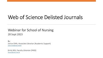Webinar - Web of Science Delisted Journals