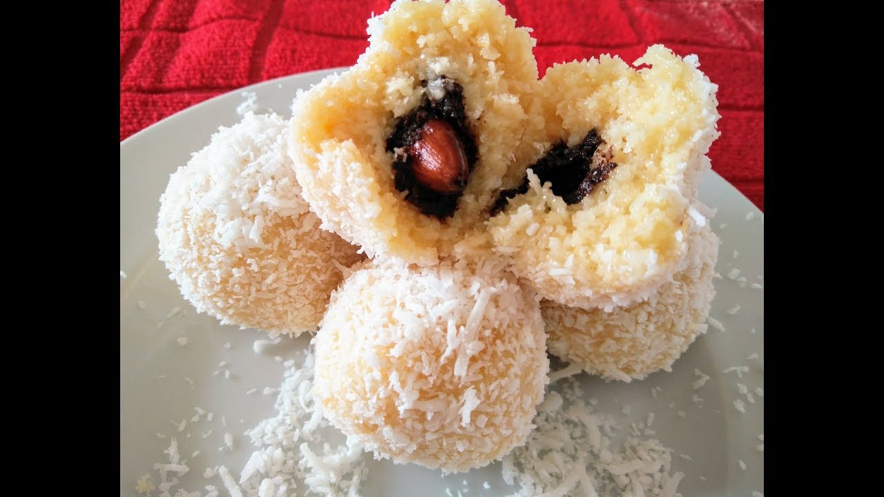 Quick Coconut Laddu stuffed with roasted almond chocolate instant