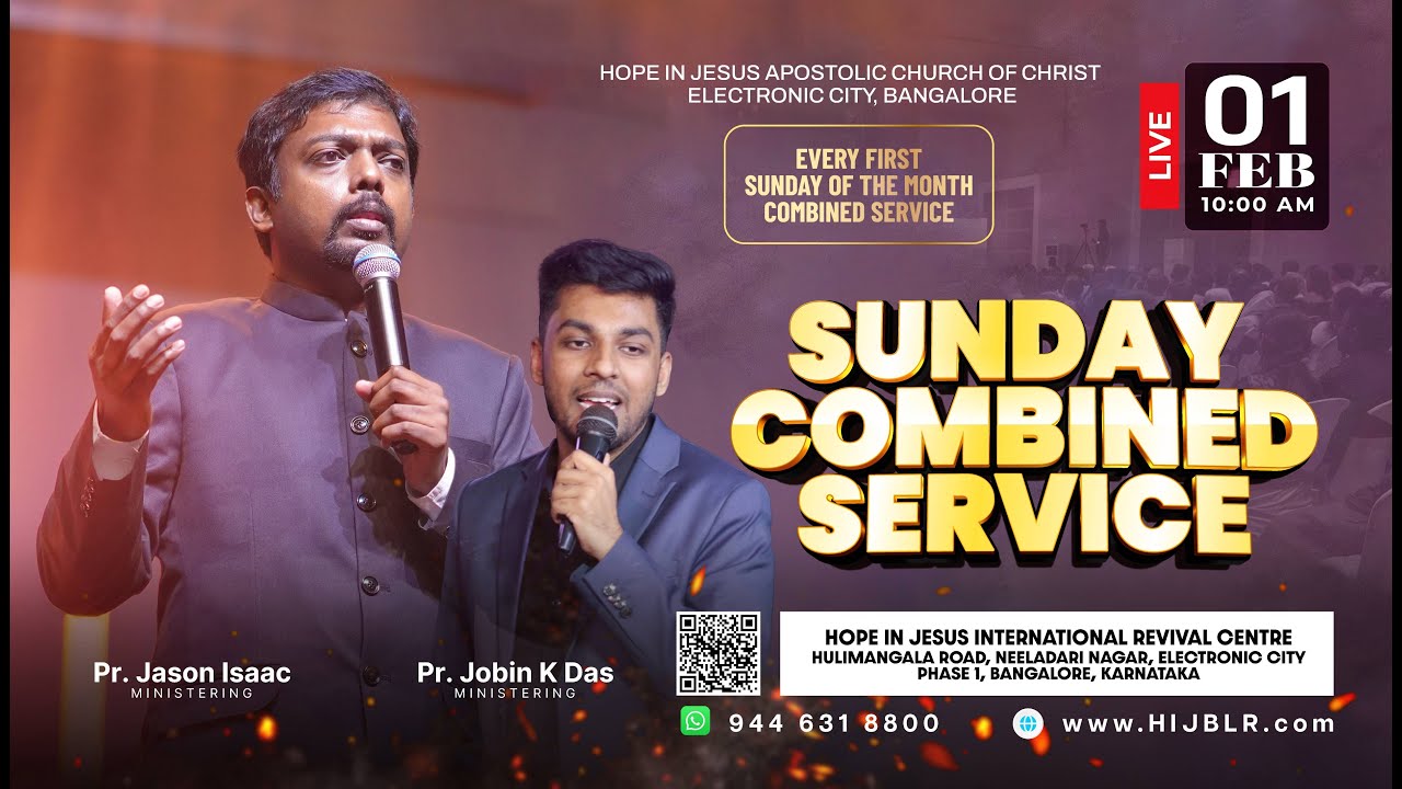 🔴LIVE COMBINED SUNDAY SERVICE | Pr. Jason Isaac | Pr. Jobin K Das | HIJIRC