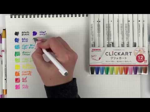 Zebra ClickArt Retractable Marker Pen - 12 Color Set - DK