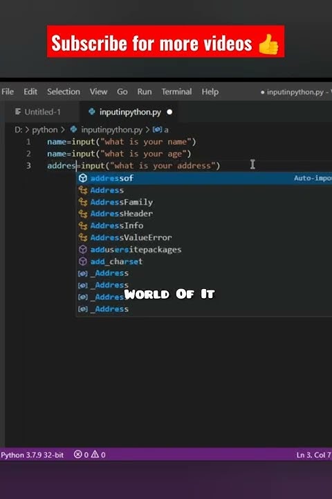 Take input from user in python | getting user input in python|Visual ...