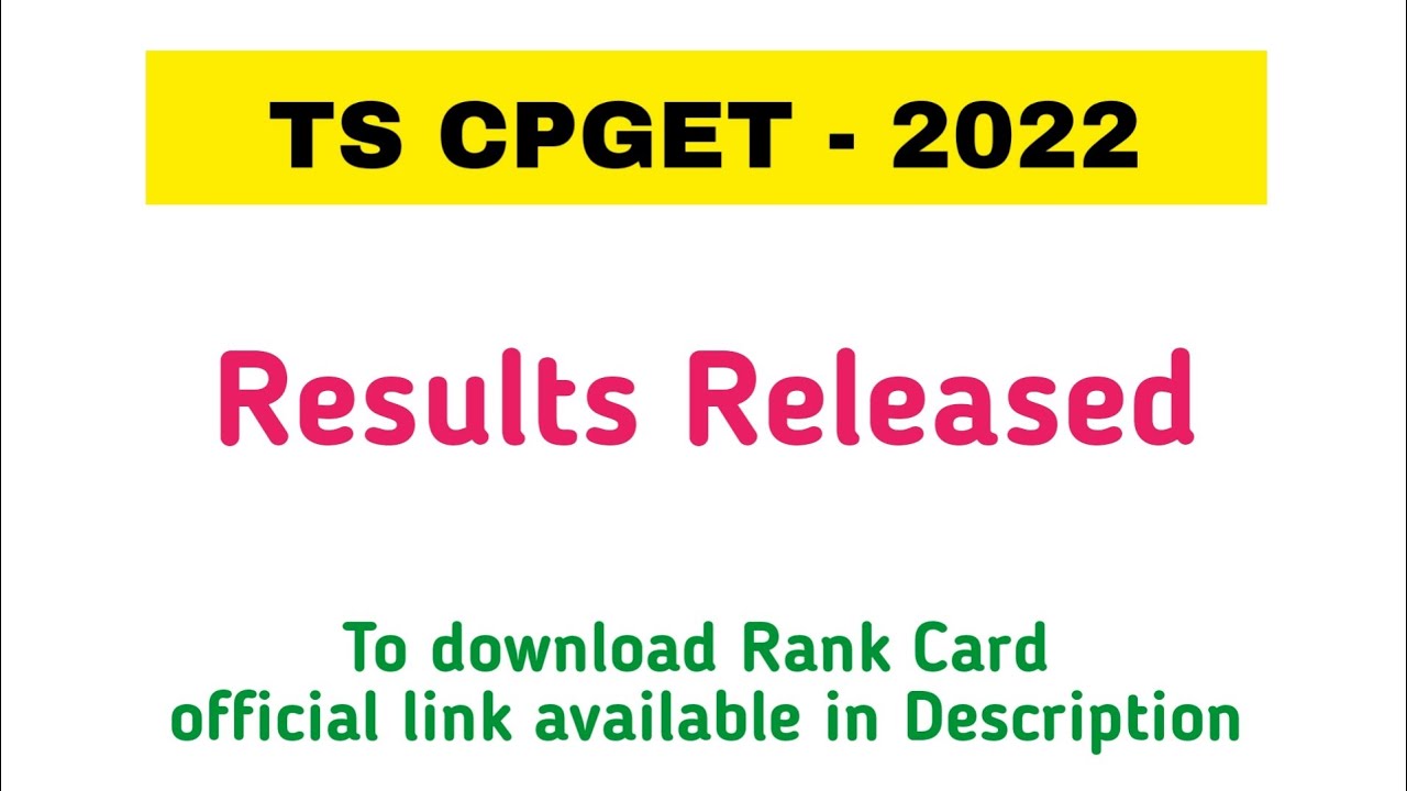 Results Released | TS CPGET 2022 | Download Rank Card