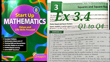 Squares and Square Roots Exercise 3.4 Q1toQ4 Class 8Startup mathematics|Viva Education|Rajmith Study