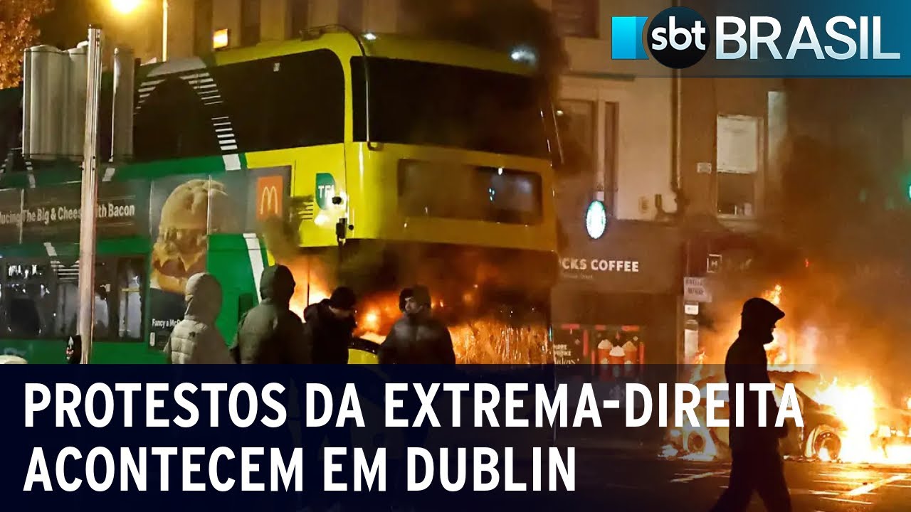 Imigrantes que vivem na Irlanda são atacados por extremistas em Dublin | SBT Brasil (24/11/23)