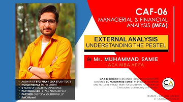 MFA (CAF 6) | Understanding PESTEL Analysis | External Analysis (Lec 1) | Sir. Muhammad Samie | CA