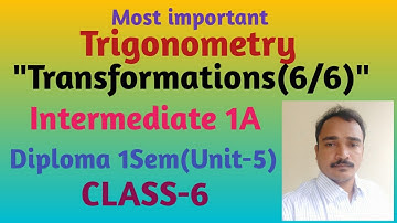 Transformations || Trigonometry || Inter 1A || Diploma 1Sem || @SRINIVASMATHS