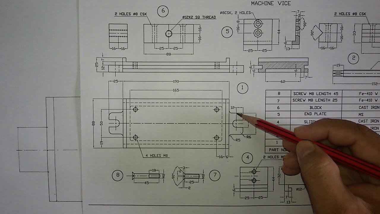 Machine Vice Manual Drawing Part 1