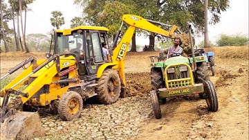 New Jcb 3dx Xtra Machine Loading Mud In John Deere 5045 D Tractor For Making Big Pond | Jcb Video