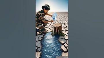 Lady Soldier saved the date palm tree from drying up by watering it 😭 #ai​ #plants​ #save​ #water​