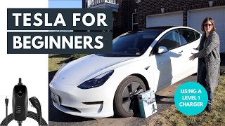 TESLA FOR BEGINNERS! Using a Level 1 Charger from Lectron