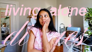 living alone for the first time // sewing, thrifting, enjoying my own company, vlog