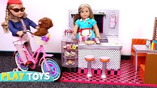 Baby Doll Dress up Morning Routine in AG doll bedroom Dollhouse wardrobe, Breakfast dolls restaurant playing american girl doll dress up morning routine in dollhouse. doll bedroom and doll closet with pet dog. baby doll breakfast in