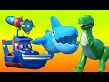 Truck videos for kids -  TOY STORY DINOSAUR : Super Boat CHASES a SHARK! Super Truck in Car City !