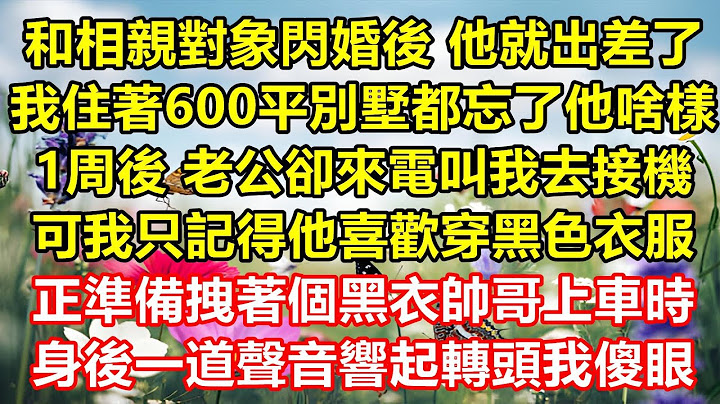 和相亲对象闪婚后，他出差了，我住在600平的别墅里甚至忘了他的模样。一个星期后，老公打电话让我去接机，可我只记得他喜欢穿黑色衣服。正在准备拉着一个黑衣帅哥上车时，身后传来一个声音，转身我傻眼了。