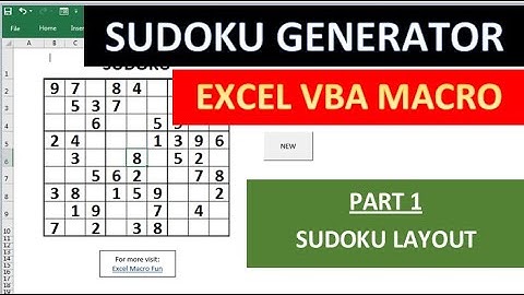Excel Sudoku Generator (Part 1/3)