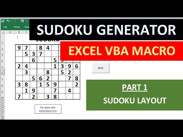 Sudoku puzzle creator and solver - Excel Macros