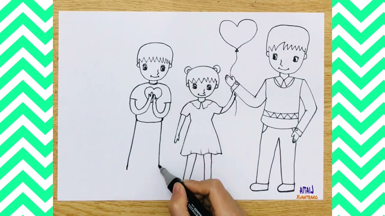 Hướng Dẫn Vẽ Tranh Gia Đình Đơn Giản | How To Draw Family Easy | Tranh Vẽ  Gia Đình Đơn Giản Dễ Vẽ - Youtube