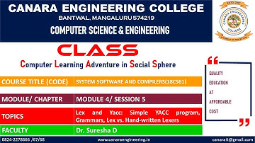 SYSTEM SOFTWARE AND COMPILERS(18CS61) Lex and Yacc: Simple YACC program, Grammars (M4L5)