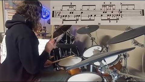 Tutorial series 18: 12/8 8th note groove with 16th note triplets to high hat, snare & bass drum - 6