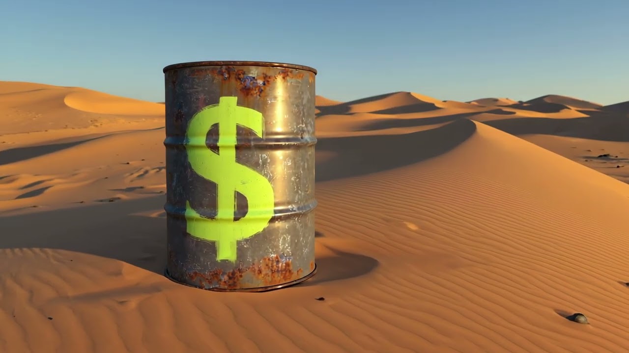 💲An oil barrel with a dollar sign on it in the desert - Link in bio! 