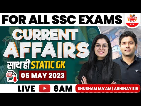 SSC Current Affairs | Daily Dose With Static Gk | 5th May  | ALL SSC Exams | Shubham Ma'am