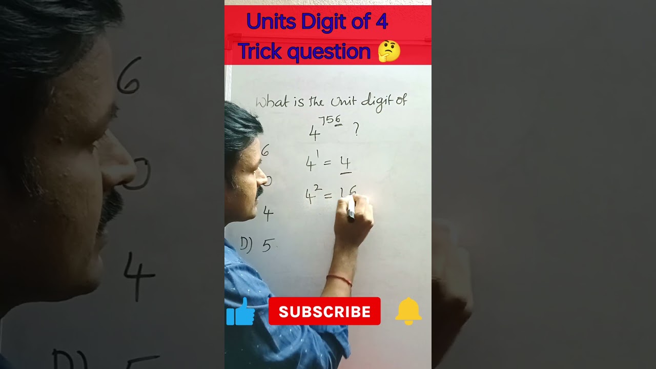 Units Digit of 4 Math Trick #shortsviral #mathstricks #easy #shortcut #easymethod