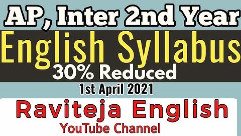 AP Inter 2nd Year English (30% Reduced) Syllabus 2021 Inter English Topics April 1st to May 7th
