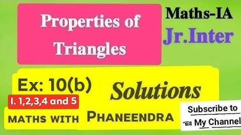 #Properties of Triangles #Ex:10(b) #I.1,2,3,4and5questions and answers #Maths1A #