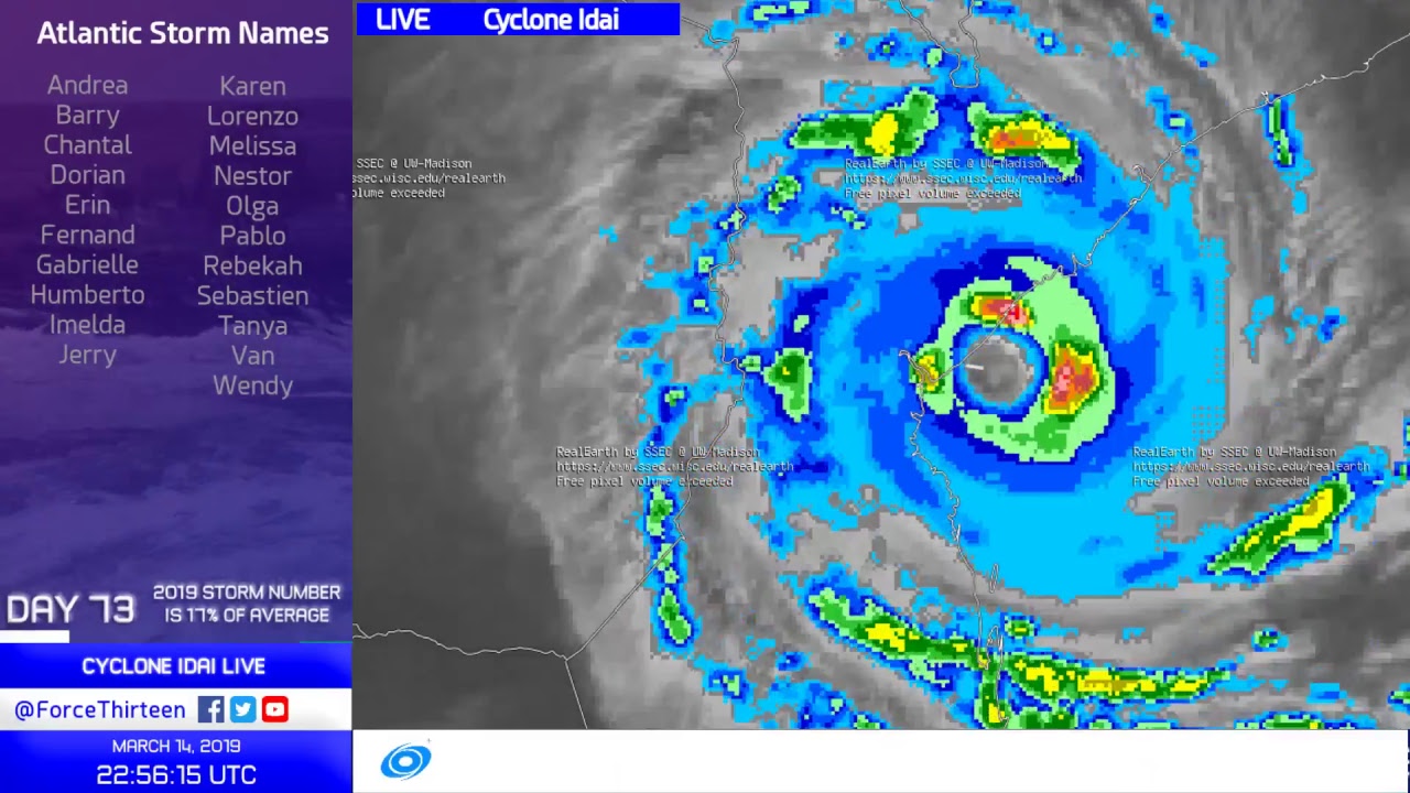 Cyclone Idai Live Coverage Until Landfall - March 14/15, 2019