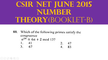 CSIR NET MATHS JUNE-2015 Q.88(SET-B) NUMBER THEORY (ONLINE DOUBT CLASS)