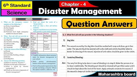 Disaster Management | Question Answers | Class 6 | Science | Maharashtra State Board